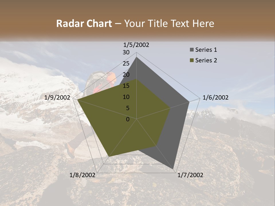 A Man Hiking Up A Mountain With A Backpack PowerPoint Template