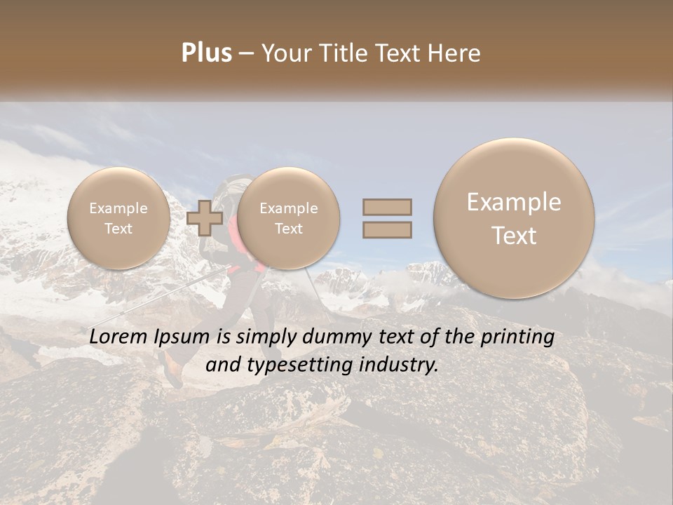 A Man Hiking Up A Mountain With A Backpack PowerPoint Template
