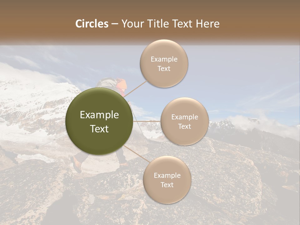 A Man Hiking Up A Mountain With A Backpack PowerPoint Template