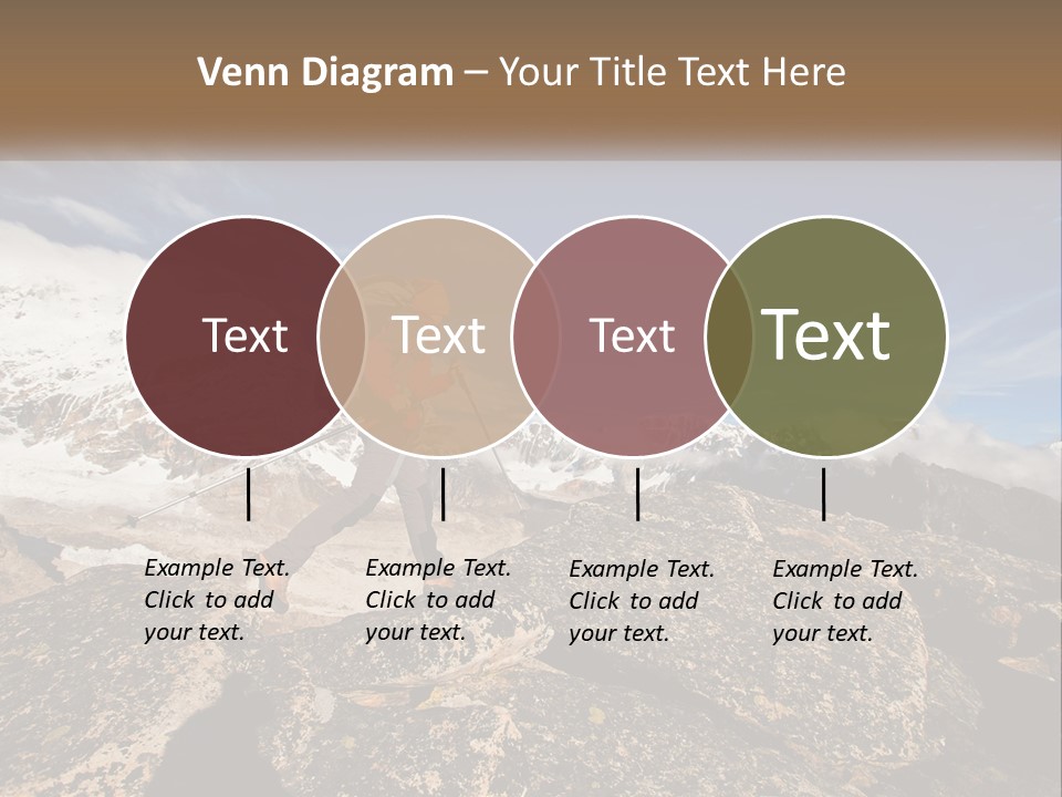 A Man Hiking Up A Mountain With A Backpack PowerPoint Template