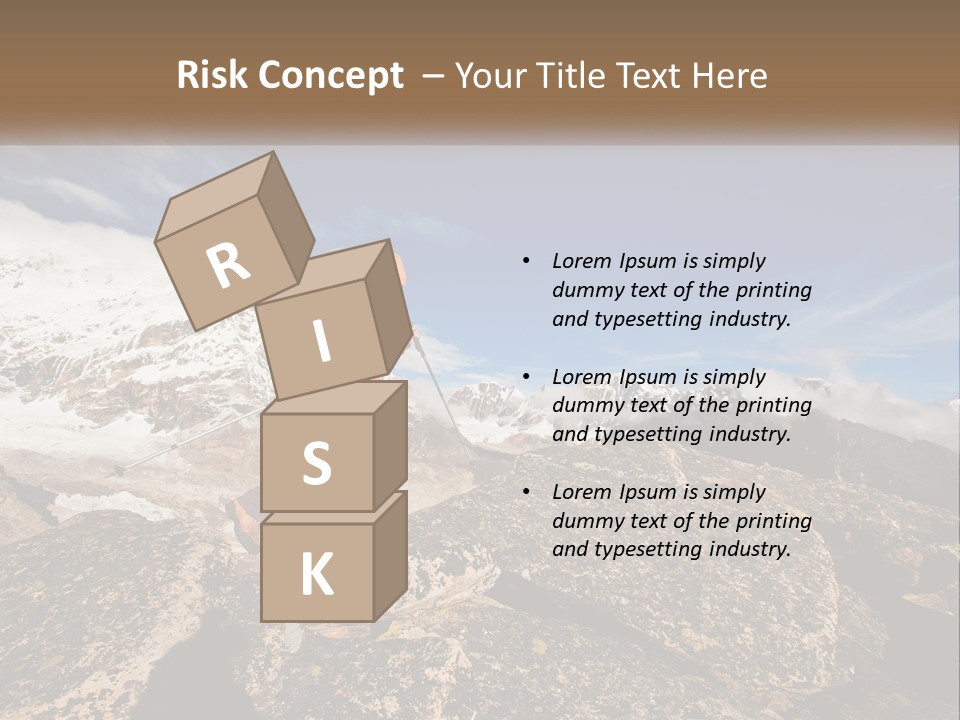 A Man Hiking Up A Mountain With A Backpack PowerPoint Template