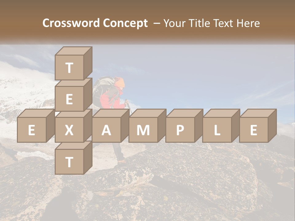 A Man Hiking Up A Mountain With A Backpack PowerPoint Template