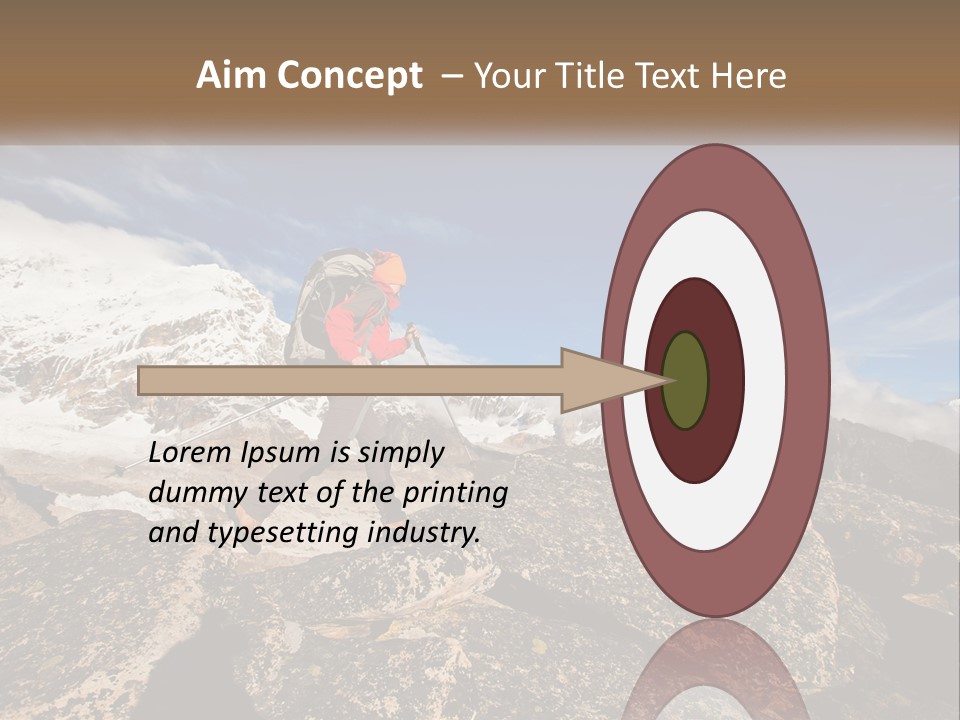 A Man Hiking Up A Mountain With A Backpack PowerPoint Template