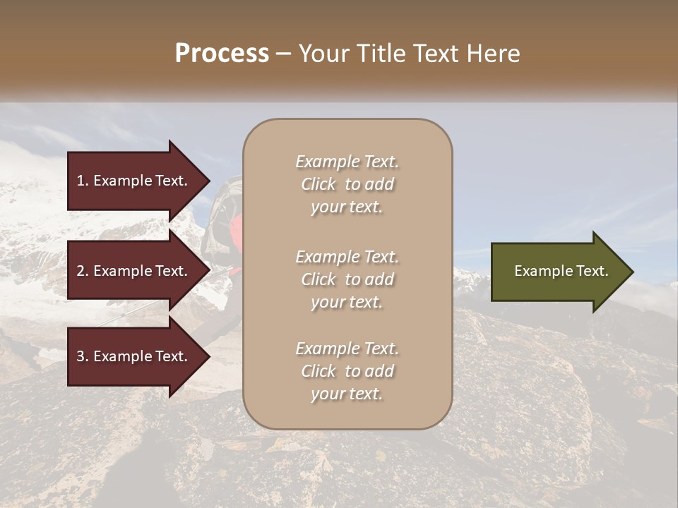 A Man Hiking Up A Mountain With A Backpack PowerPoint Template