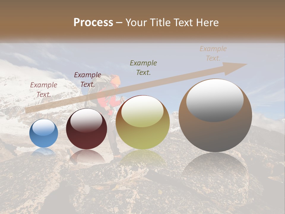 A Man Hiking Up A Mountain With A Backpack PowerPoint Template