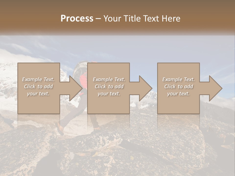 A Man Hiking Up A Mountain With A Backpack PowerPoint Template