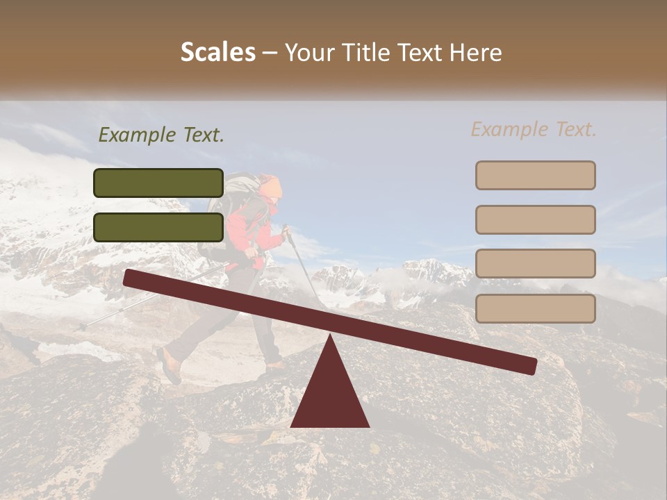 A Man Hiking Up A Mountain With A Backpack PowerPoint Template
