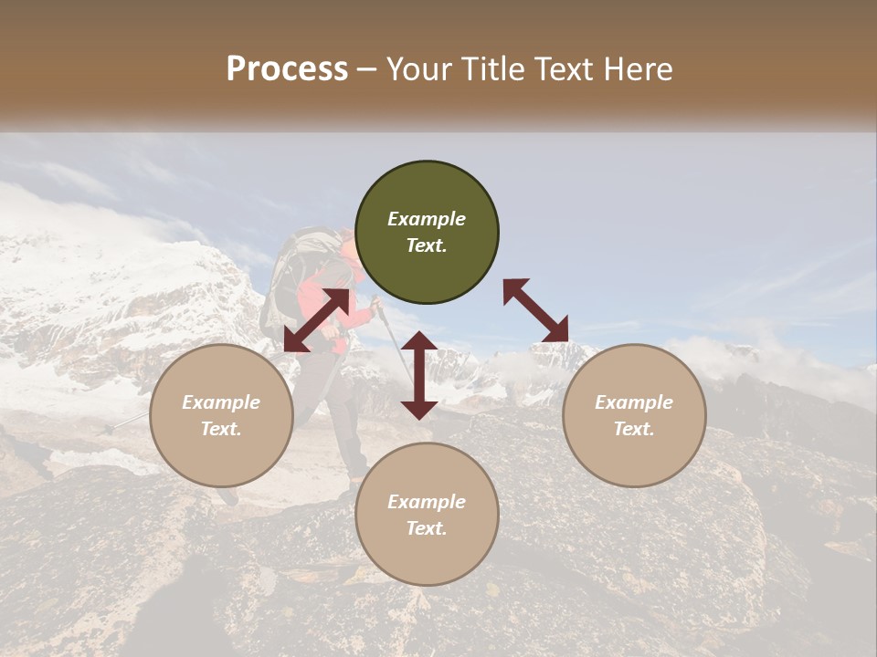 A Man Hiking Up A Mountain With A Backpack PowerPoint Template