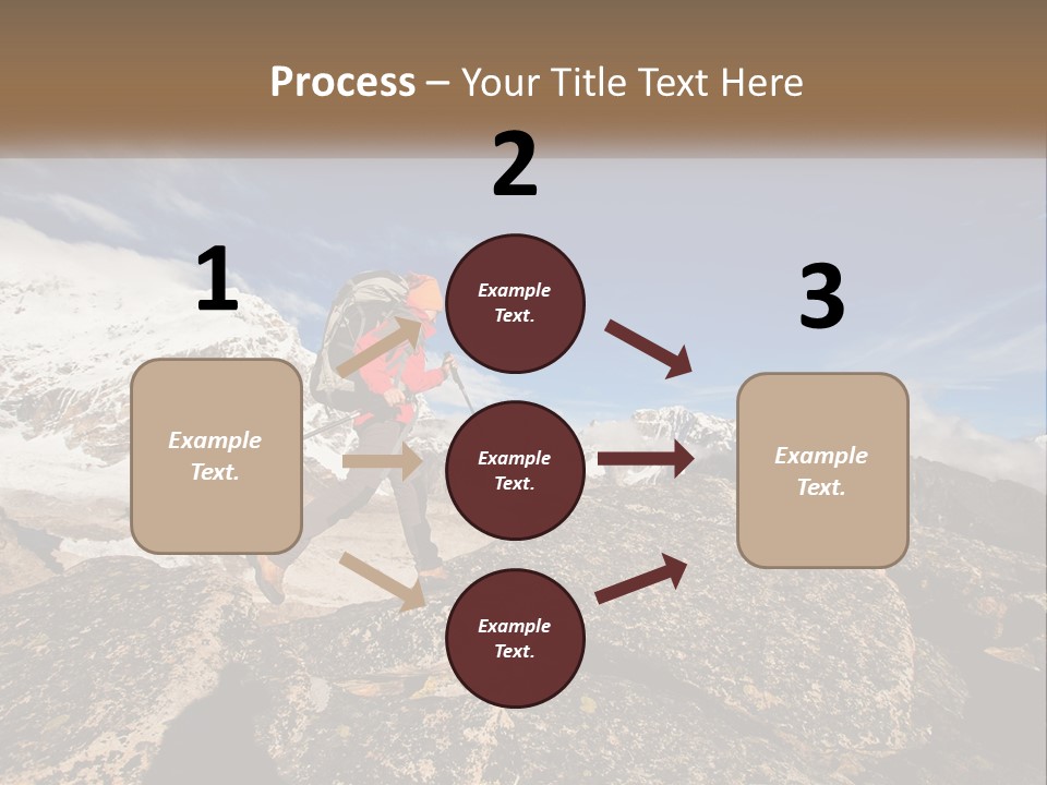 A Man Hiking Up A Mountain With A Backpack PowerPoint Template