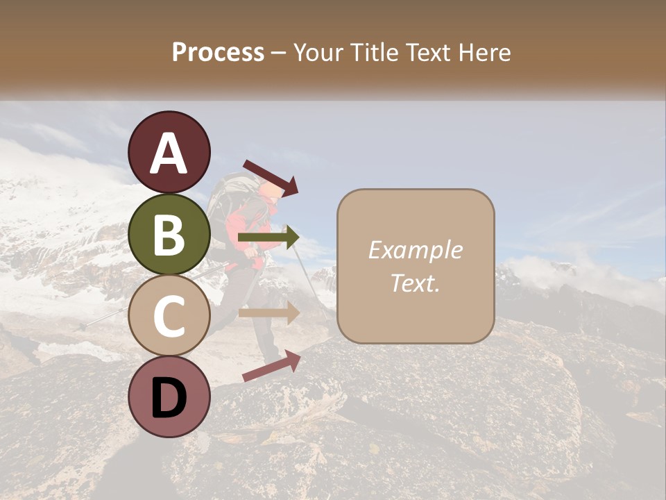 A Man Hiking Up A Mountain With A Backpack PowerPoint Template