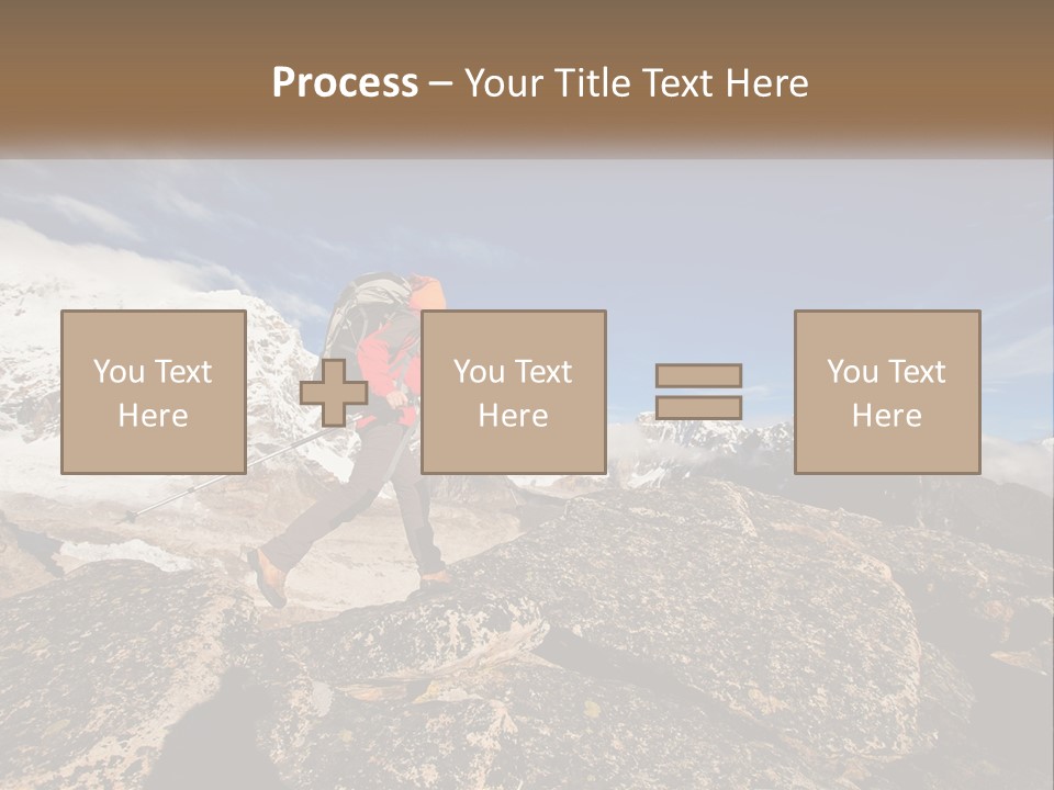A Man Hiking Up A Mountain With A Backpack PowerPoint Template