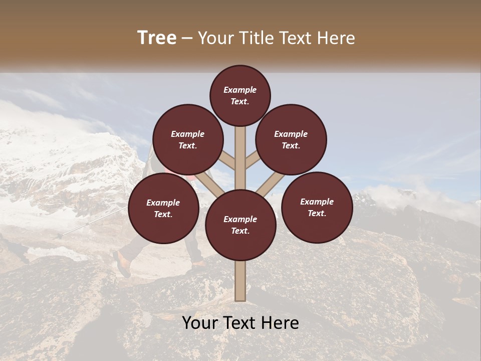 A Man Hiking Up A Mountain With A Backpack PowerPoint Template