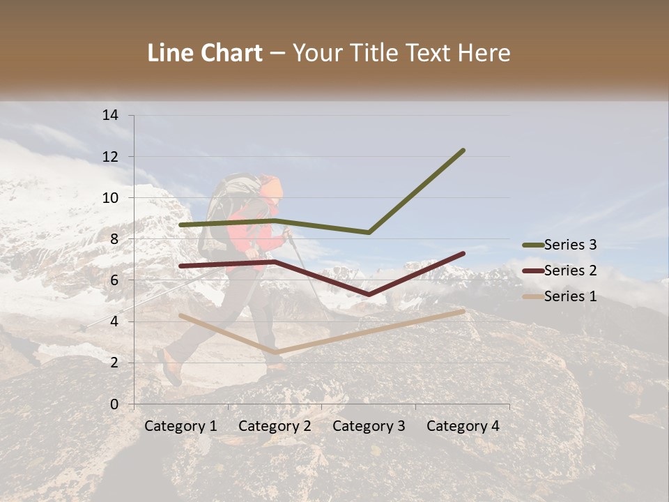 A Man Hiking Up A Mountain With A Backpack PowerPoint Template