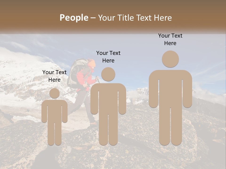 A Man Hiking Up A Mountain With A Backpack PowerPoint Template