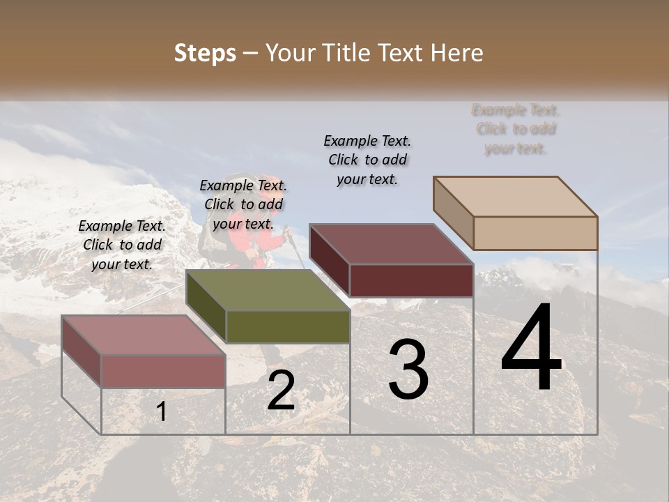 A Man Hiking Up A Mountain With A Backpack PowerPoint Template