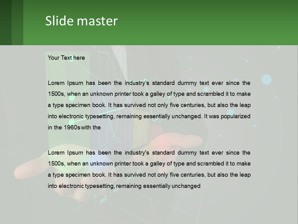 A Man In A Business Suit Holding A Green Business Card PowerPoint Template