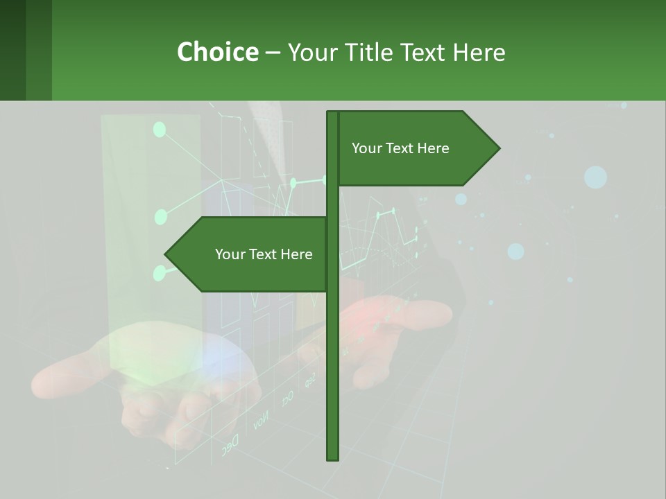 A Man In A Business Suit Holding A Green Business Card PowerPoint Template