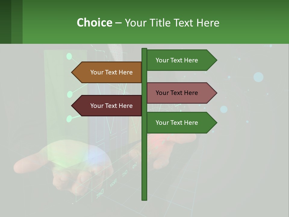 A Man In A Business Suit Holding A Green Business Card PowerPoint Template