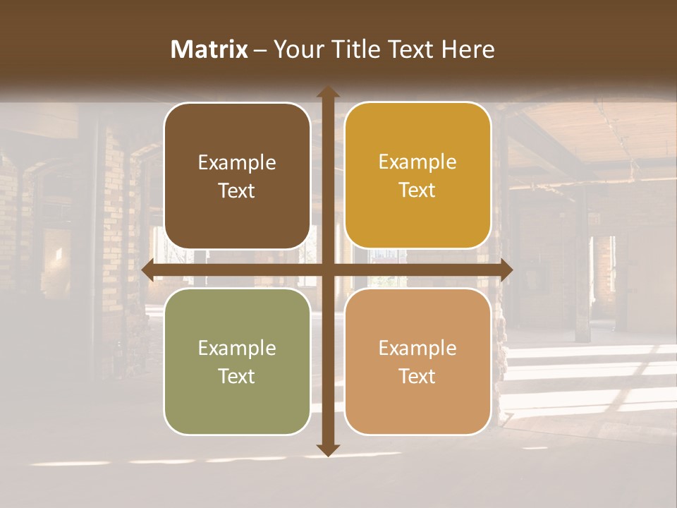 A Large Room With Brick Pillars And Windows PowerPoint Template