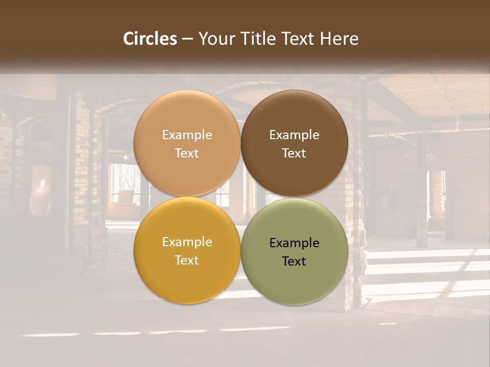A Large Room With Brick Pillars And Windows PowerPoint Template