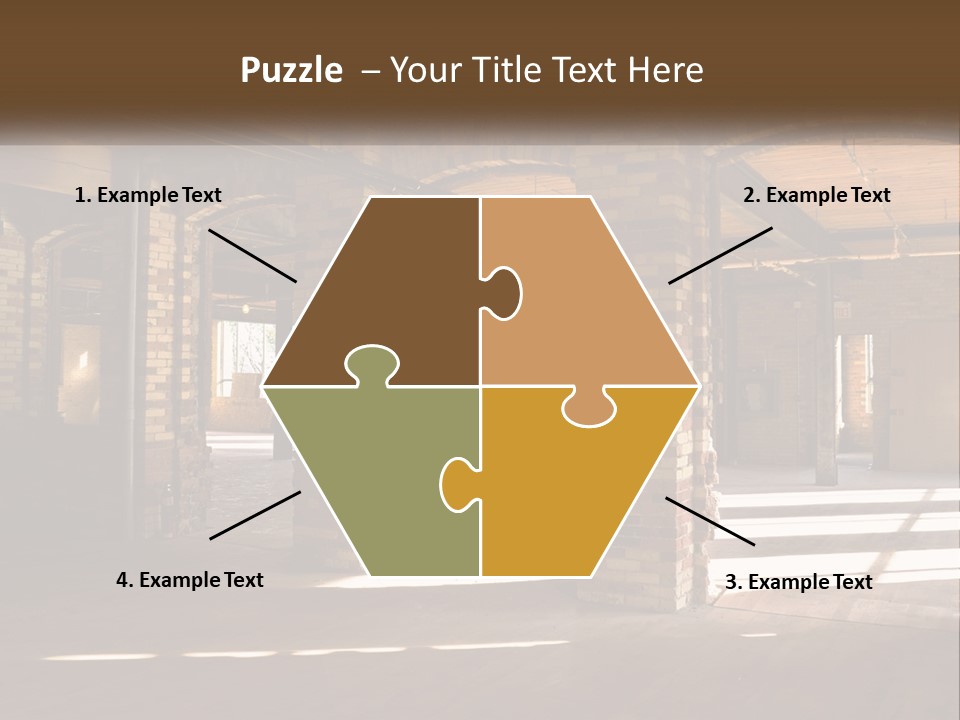 A Large Room With Brick Pillars And Windows PowerPoint Template