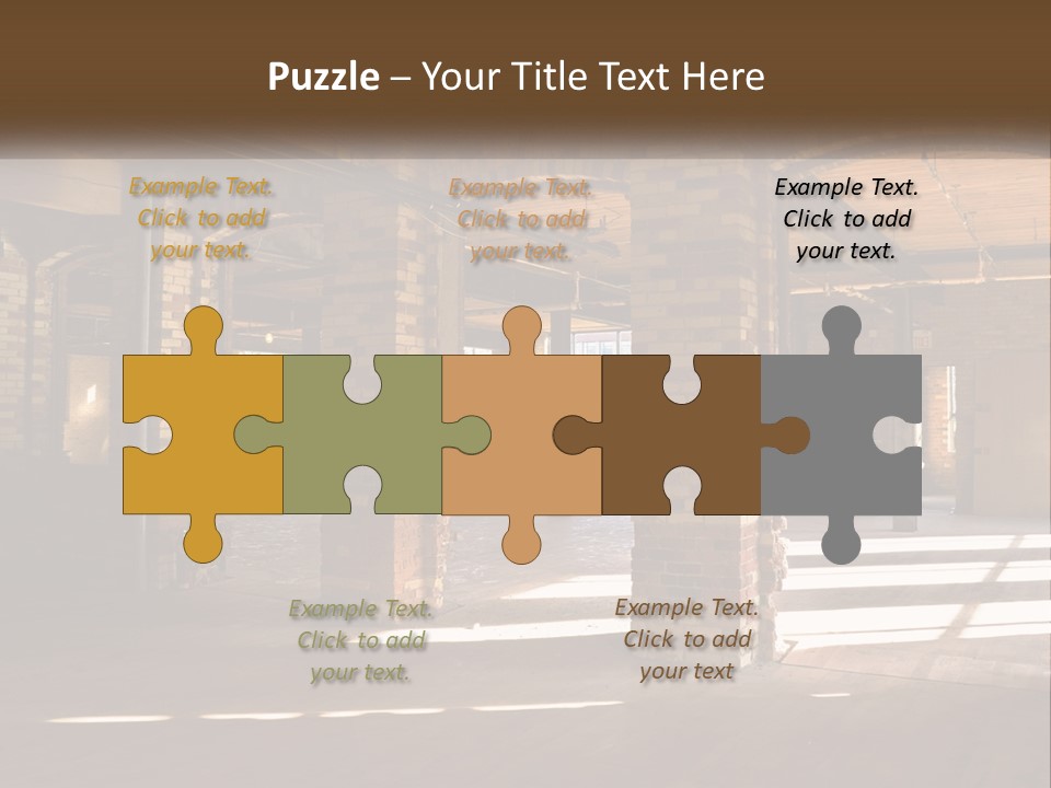 A Large Room With Brick Pillars And Windows PowerPoint Template