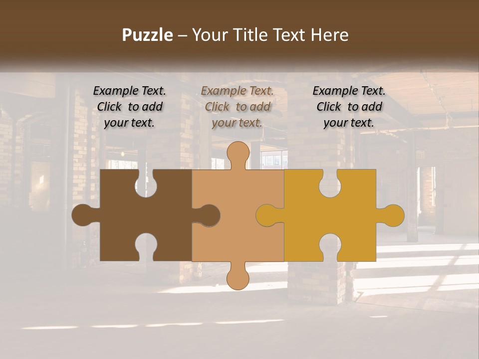A Large Room With Brick Pillars And Windows PowerPoint Template