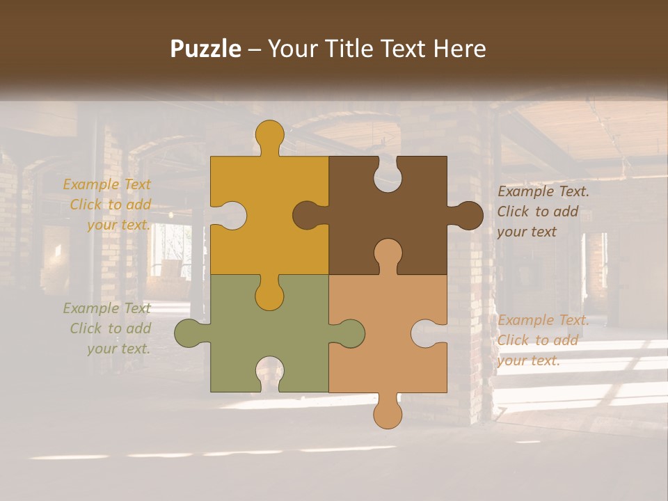A Large Room With Brick Pillars And Windows PowerPoint Template