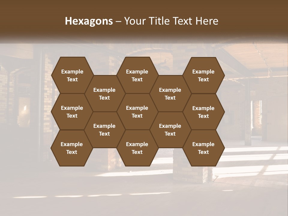 A Large Room With Brick Pillars And Windows PowerPoint Template
