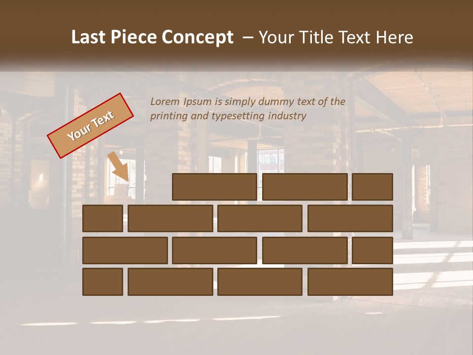 A Large Room With Brick Pillars And Windows PowerPoint Template