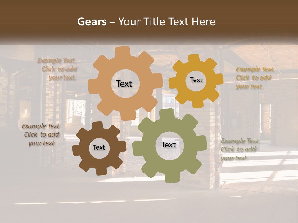 A Large Room With Brick Pillars And Windows PowerPoint Template