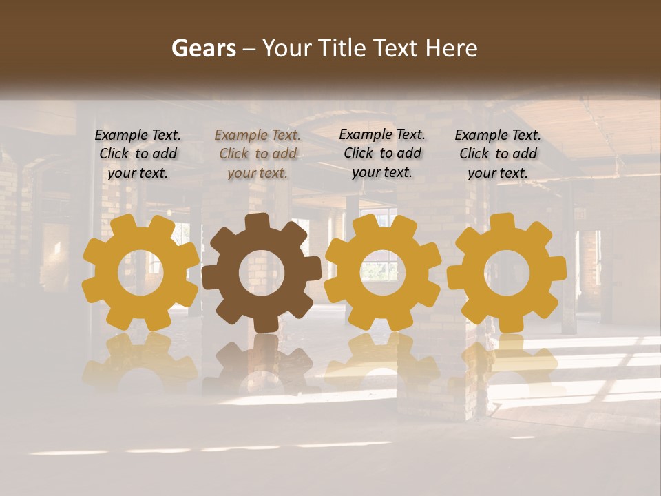 A Large Room With Brick Pillars And Windows PowerPoint Template