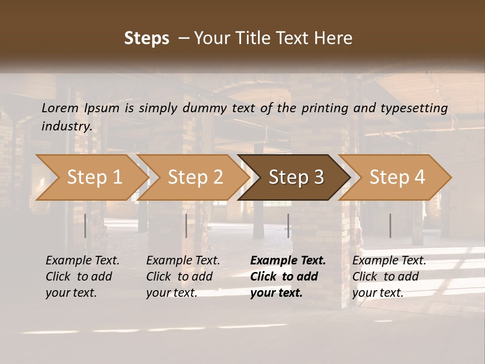 A Large Room With Brick Pillars And Windows PowerPoint Template