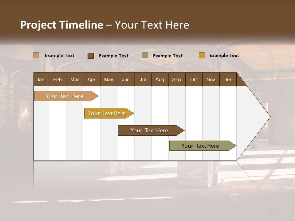 A Large Room With Brick Pillars And Windows PowerPoint Template