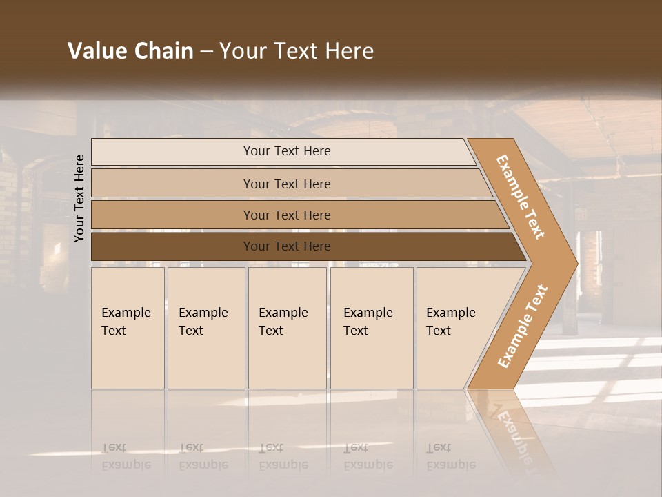 A Large Room With Brick Pillars And Windows PowerPoint Template