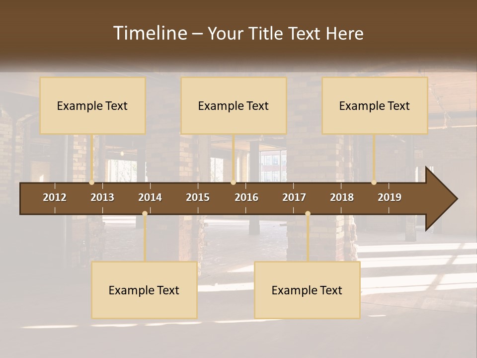 A Large Room With Brick Pillars And Windows PowerPoint Template