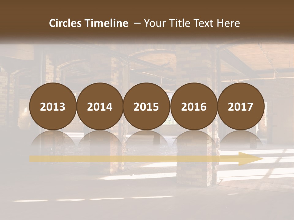 A Large Room With Brick Pillars And Windows PowerPoint Template