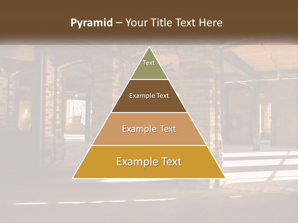 A Large Room With Brick Pillars And Windows PowerPoint Template