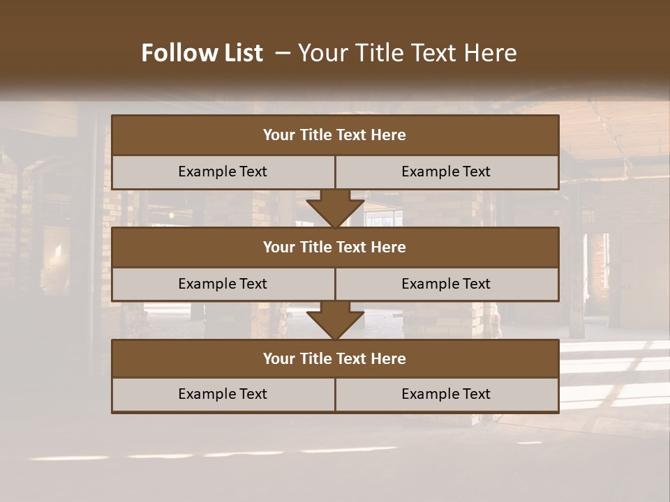 A Large Room With Brick Pillars And Windows PowerPoint Template