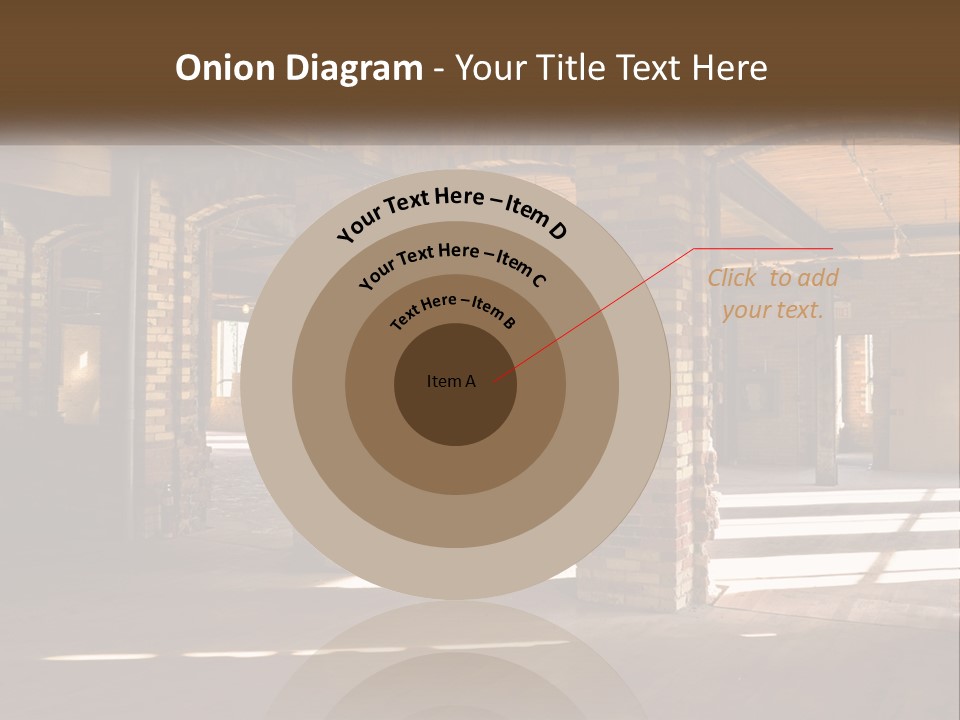 A Large Room With Brick Pillars And Windows PowerPoint Template