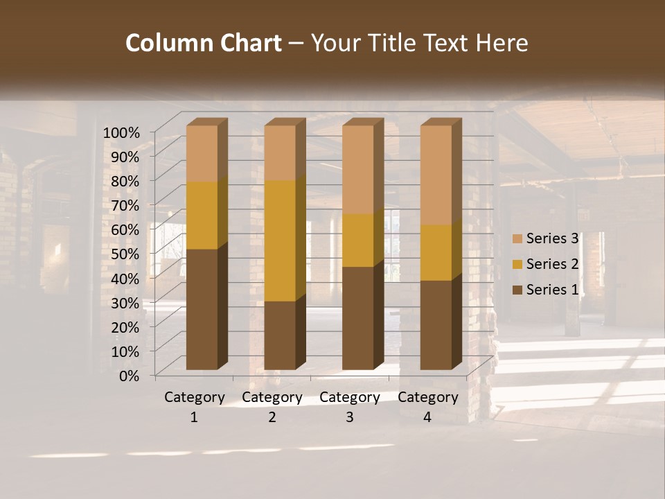 A Large Room With Brick Pillars And Windows PowerPoint Template