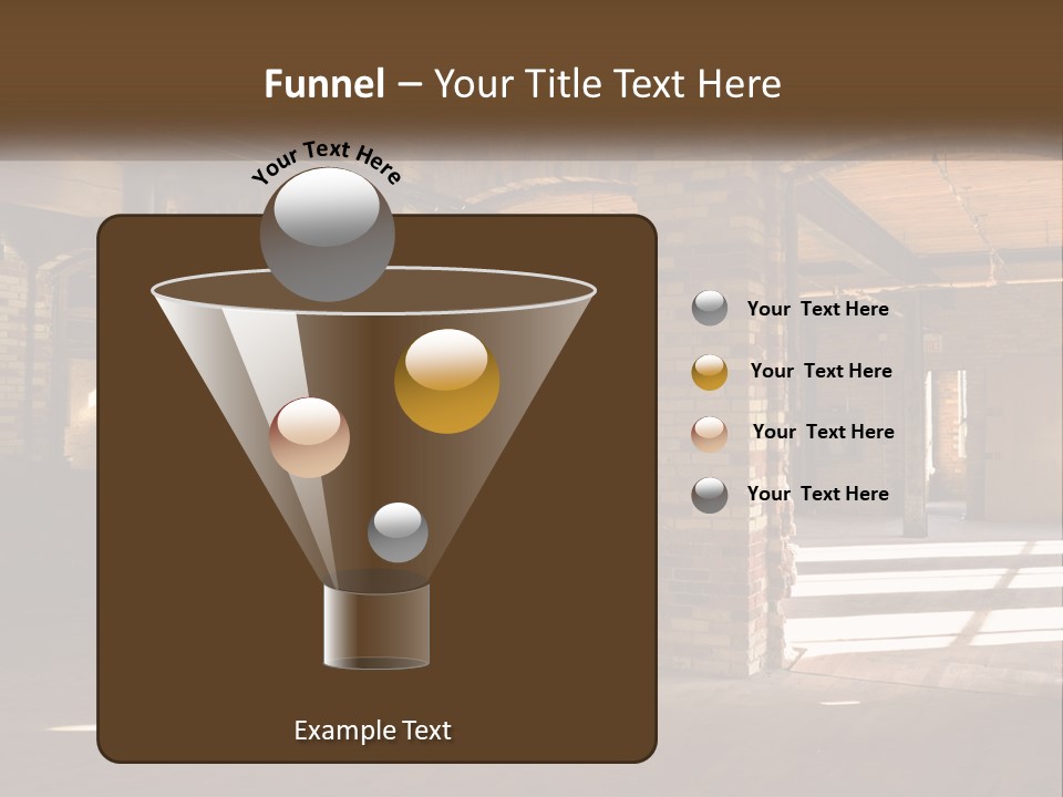 A Large Room With Brick Pillars And Windows PowerPoint Template