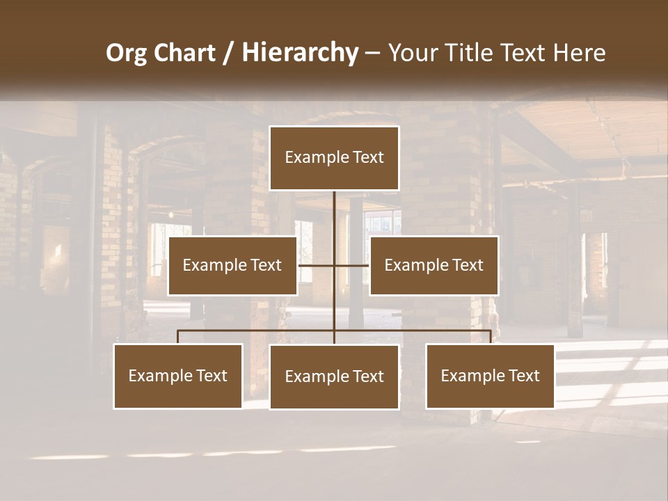A Large Room With Brick Pillars And Windows PowerPoint Template