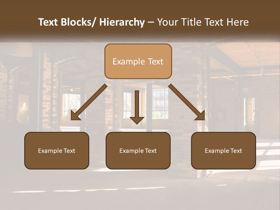 A Large Room With Brick Pillars And Windows PowerPoint Template