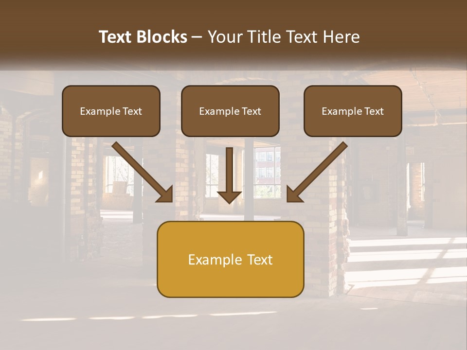 A Large Room With Brick Pillars And Windows PowerPoint Template