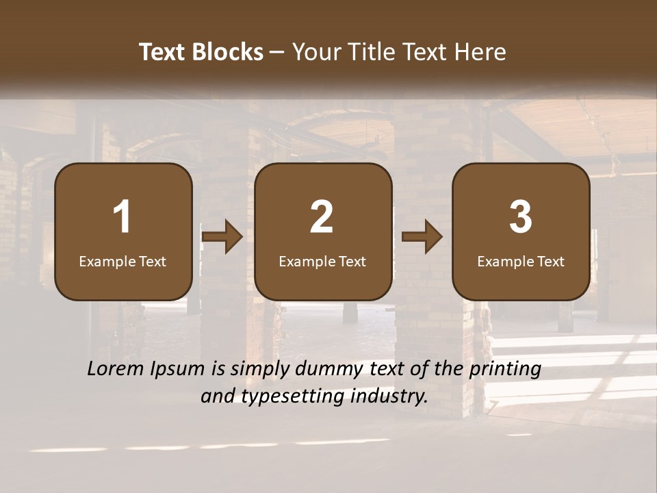 A Large Room With Brick Pillars And Windows PowerPoint Template