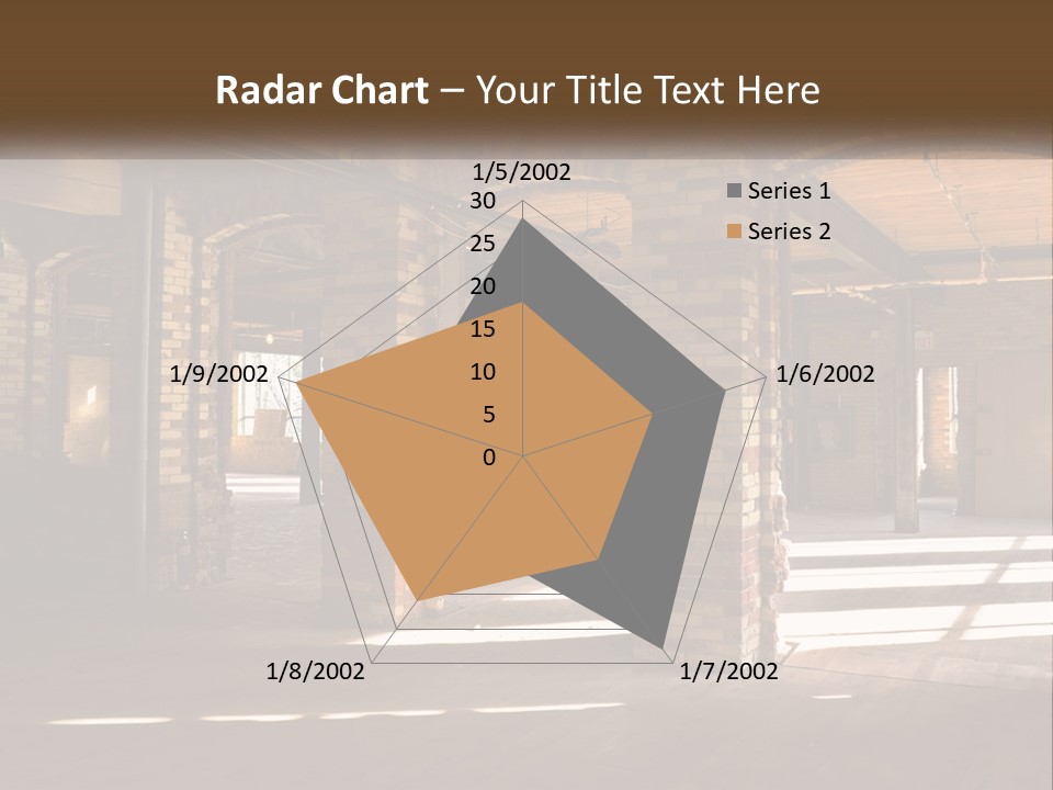 A Large Room With Brick Pillars And Windows PowerPoint Template