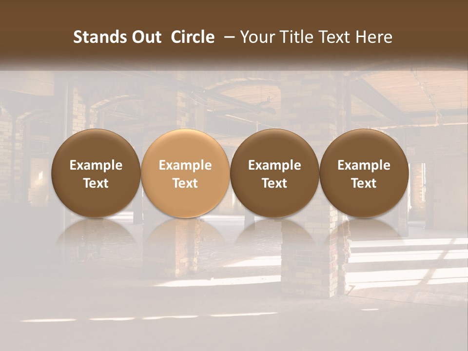 A Large Room With Brick Pillars And Windows PowerPoint Template