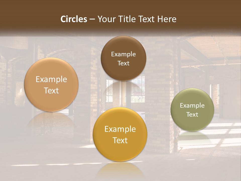 A Large Room With Brick Pillars And Windows PowerPoint Template
