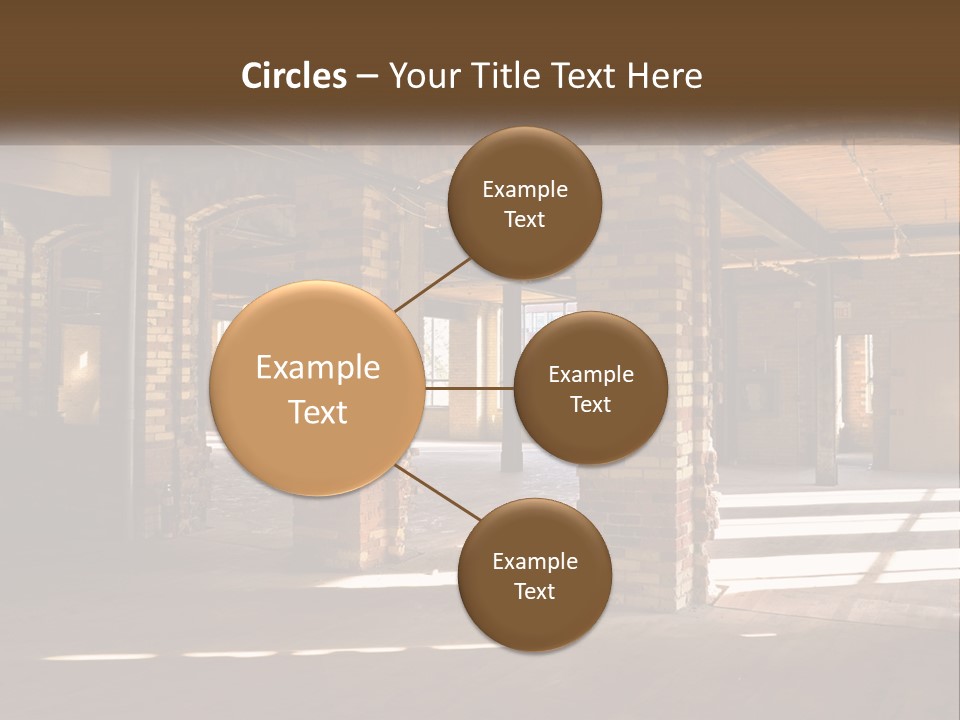A Large Room With Brick Pillars And Windows PowerPoint Template